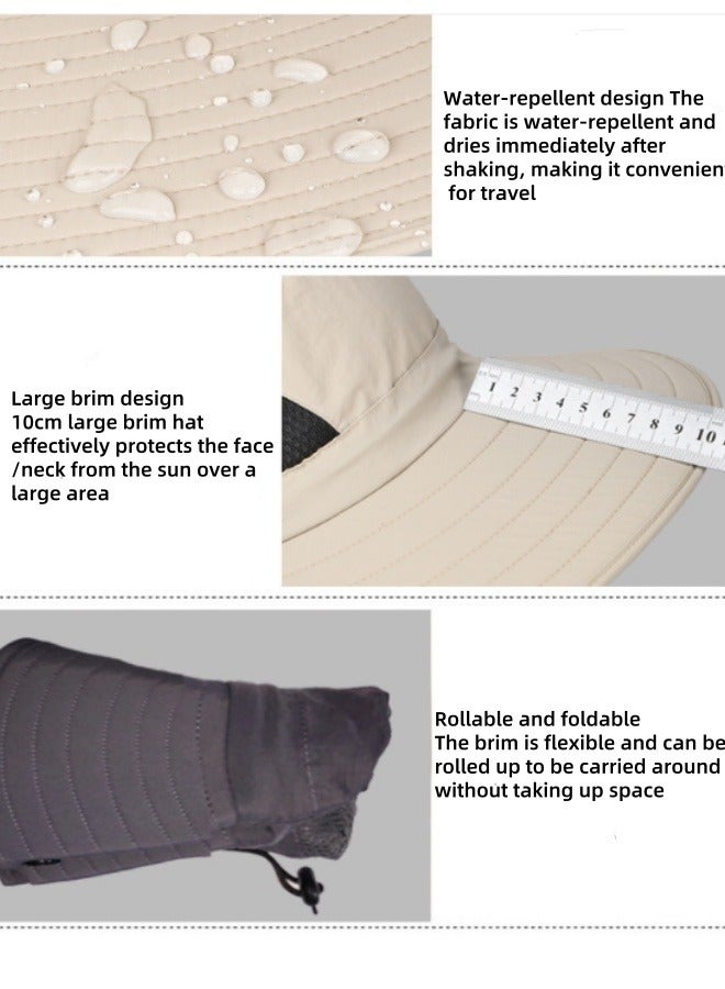 UV-Protection Hat Hiking Hat with Removable Mesh Face Neck Flap Cover Fishing Cap for Man Women Light - Image 2