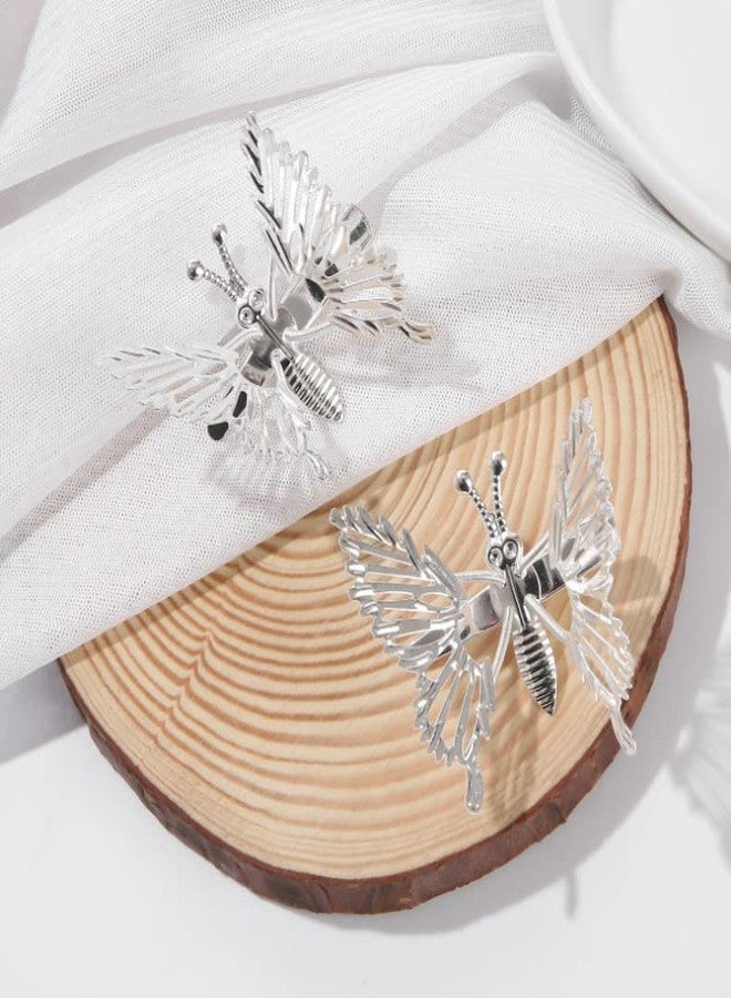 Cafurty 2PCS Silver Butterfly Hair Clips Moving Wings, Butterfly Clips Moving Wings, Hair Clips - Silver - Image 3