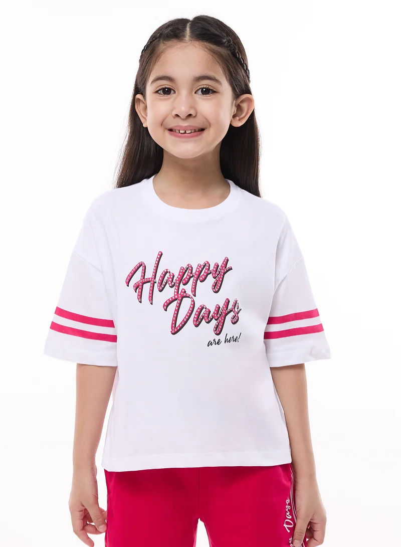 victor and jane Girls 2PC Set - Embellished Top With Matching Straight Pants
