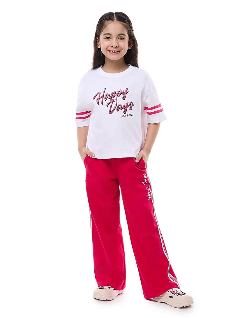 victor and jane Girls 2PC Set - Embellished Top With Matching Straight Pants