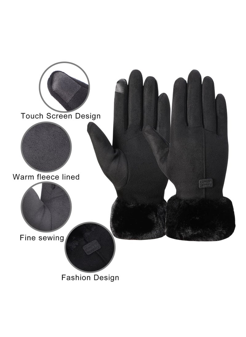 SYOSI Winter Gloves for Women, Warm Touchscreen Glove Windproof Elastic Texting Gloves Women(Black)  - Image 2
