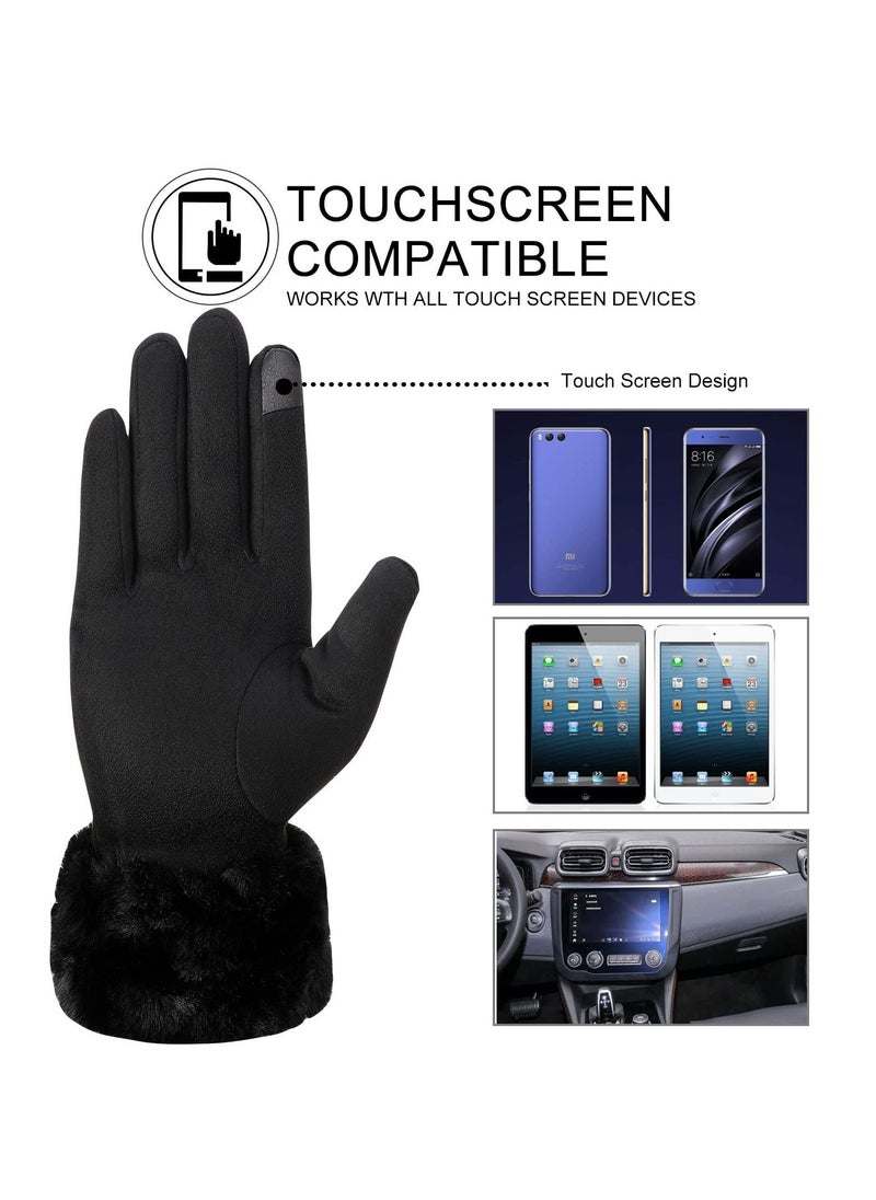SYOSI Winter Gloves for Women, Warm Touchscreen Glove Windproof Elastic Texting Gloves Women(Black)  - Image 3