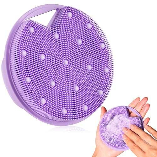 XCRUCC Silicone Body Scrubber - Anti Zinc for Shower- Silicone Loofah with Stiff and Soft Bristles,Relieve the Body Fatigue,Lymphatic Drainage,Blood Circulation - Purple - Image 1