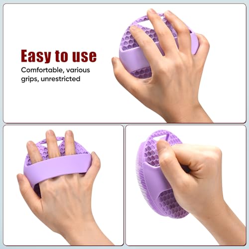 XCRUCC Silicone Body Scrubber - Anti Zinc for Shower- Silicone Loofah with Stiff and Soft Bristles,Relieve the Body Fatigue,Lymphatic Drainage,Blood Circulation - Purple - Image 3