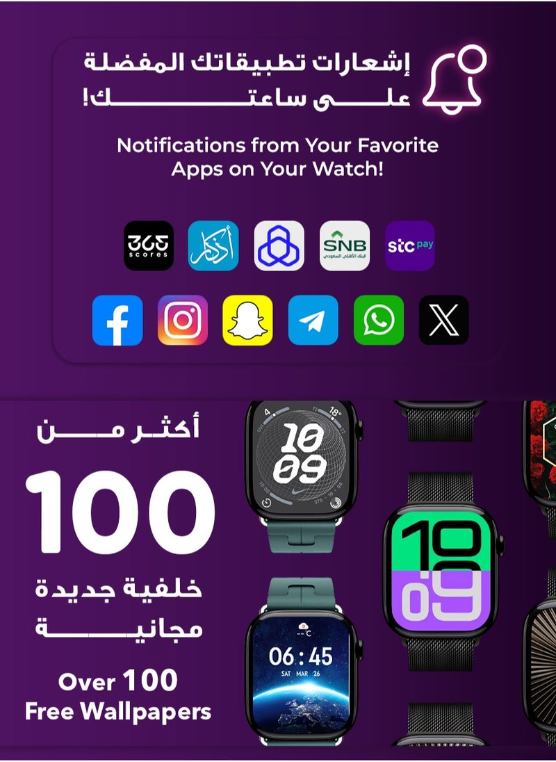 Urjwan - Smartwatch 10th Gen – Black, 46mm | AMOLED Ultra-Clear Display, Photo Display Feature, Exclusive App, “Remember You” instance messaging, Slimmer Design with Reduced Bezels, New Colors with Extra Strap, Call & Notification Support. - Image 1