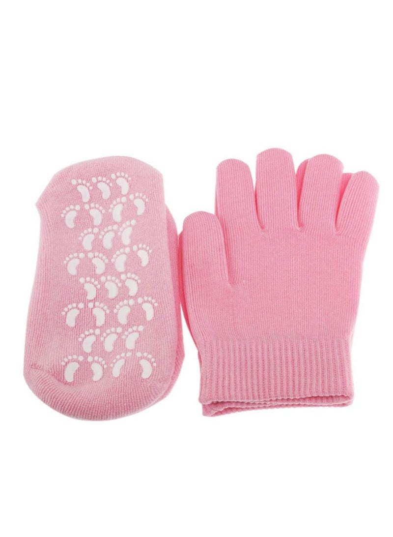 Generic Moisturizing and Nourishing Spa Gel Gloves and Socks Set: The ultimate solution for extra care for cracked feet and hands from "Tanais" in a soft pink color. - Image 3