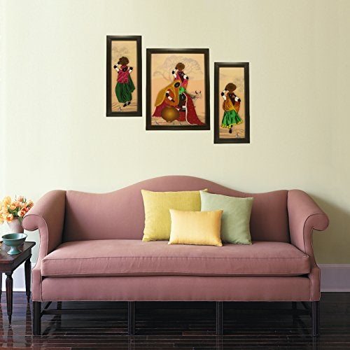 Indianara 3 PC Set of Abstract Paintings (1423) Without Glass 5.2 X 12.5, 9.5 X 12.5, 5.2 X 12.5 inch - Image 5