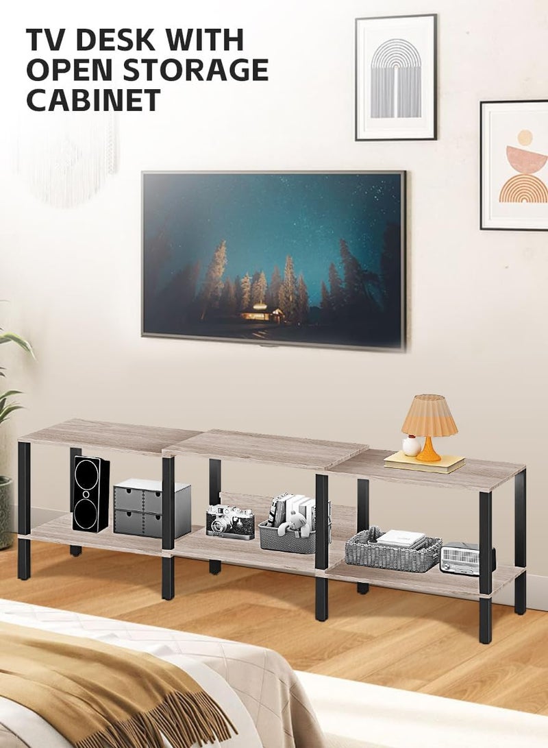 Ammar Space TV Cabinet,Modern TV Console for Living Room Wood Media Center TV Stand with Open Storage Shelves Media Storage Stand Console Table Industrial Design - Image 3