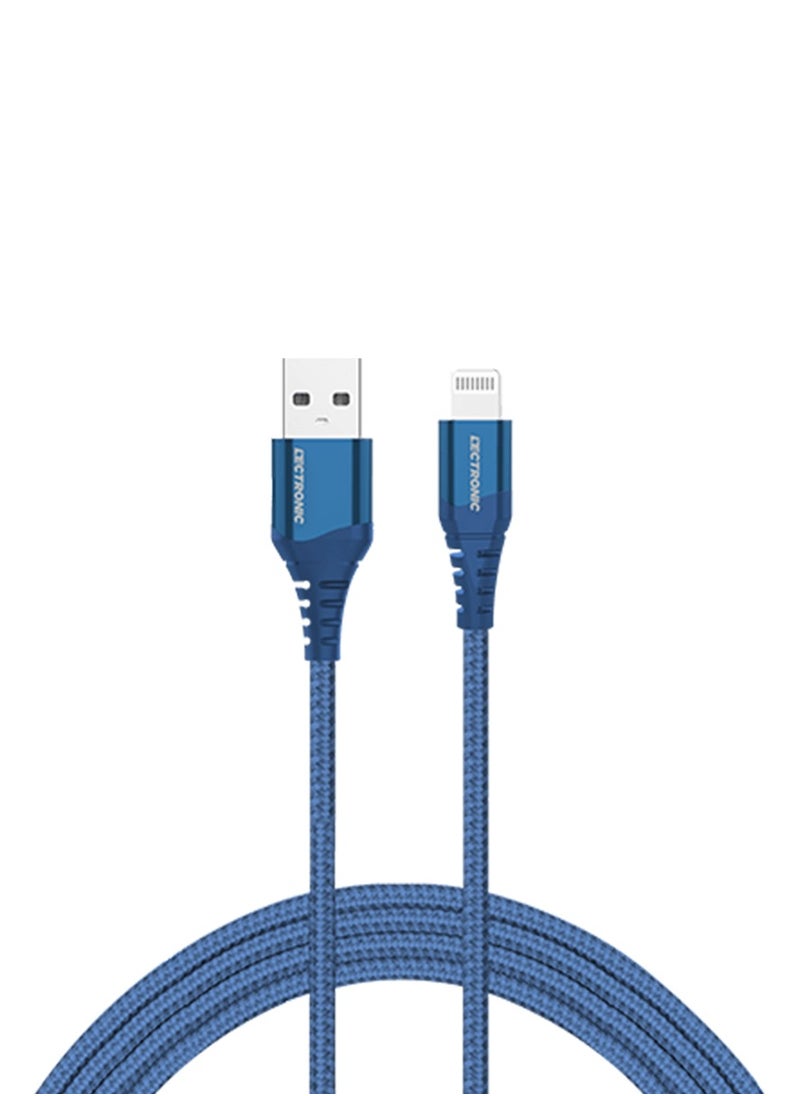 LeCtronic LEKTRONIC Premium Nylon Braided Charging/Sync Cable, Type A to Lightning, Blue  - Image 1