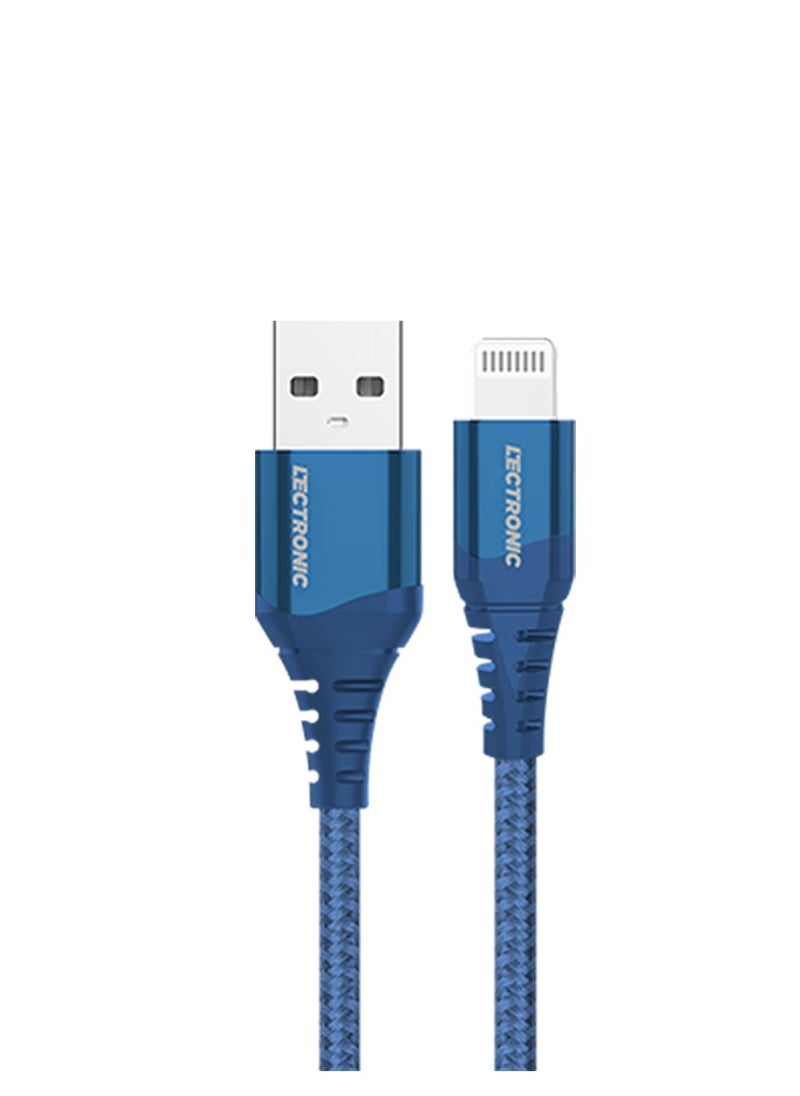 LeCtronic LEKTRONIC Premium Nylon Braided Charging/Sync Cable, Type A to Lightning, Blue  - Image 2