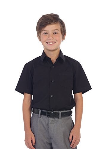 Gioberti Boy's Short Sleeve Solid Dress Shirt, Black, 12 - Image 3
