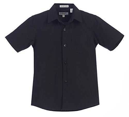 Gioberti Boy's Short Sleeve Solid Dress Shirt, Black, 12 - Image 4