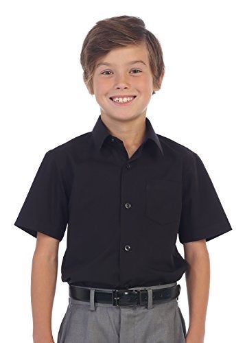 Gioberti Boy's Short Sleeve Solid Dress Shirt, Black, 12 - Image 1