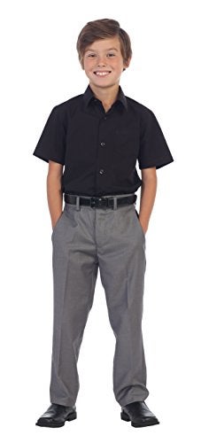 Gioberti Boy's Short Sleeve Solid Dress Shirt, Black, 12 - Image 2