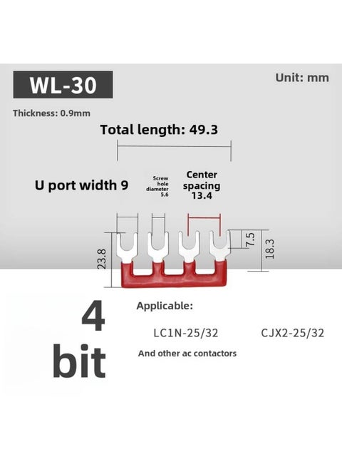 AC Contactor Connecting Piece L1L2L3 Three-phase Power Supply Main Power Short Circuit Bar Star Triangle Contactor Short Circuit Piece-Colour:Blue-wl30-4 Bits (applicable To 25/32 Contactor)