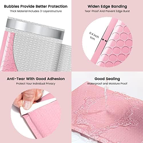 Metronic Bubble Mailers 8.5x11 Inch 25 Pack Light Pink Padded Envelopes Waterproof Bubble Mailer for Decorations Packaging, Small Business, Boutique, Packaging - Image 3
