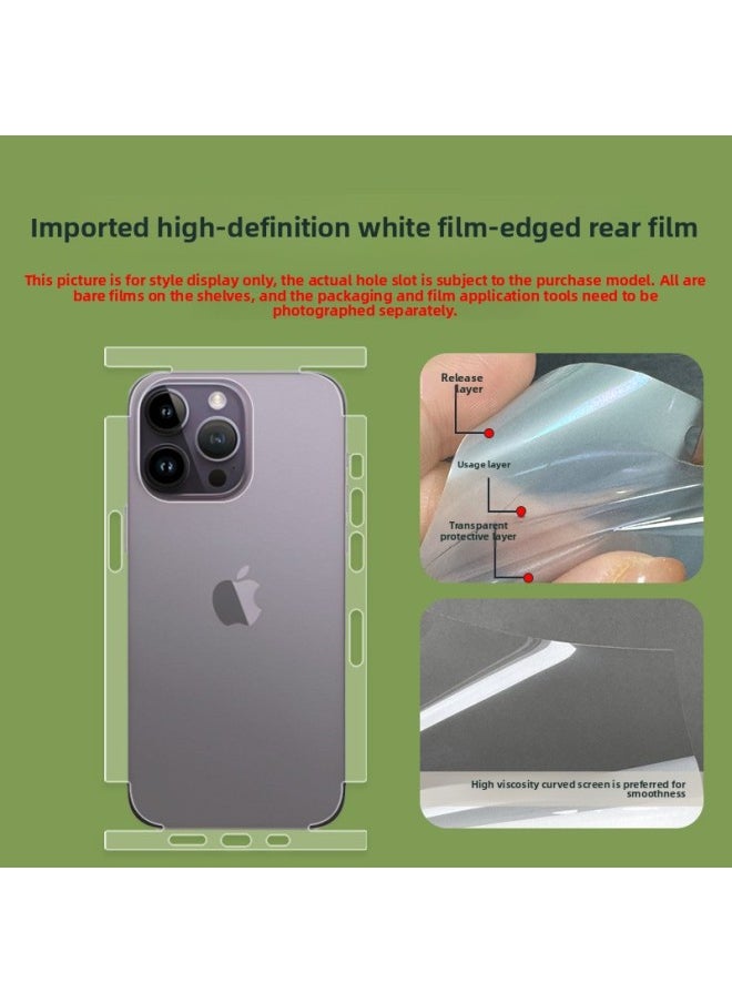 Suitable For Iphone 16promax Positioning Sticker Edge Hydrated Film For Iphone15/14 HD Full Package TPU Mobile Phone Soft-Color:Enter* Port High-definition White Film-wrapped Back Film-Dimensions:For Iphone 13promax  - Image 1