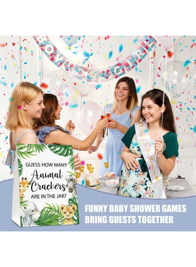 ISOVF Guess How Many Animal Crackers Baby shower Game, Jungle Animal, Safari Theme Baby Shower Game - 1 Standing sign And 50 Cards For Gender Neutral Baby Shower-LK-D05 - Image 4