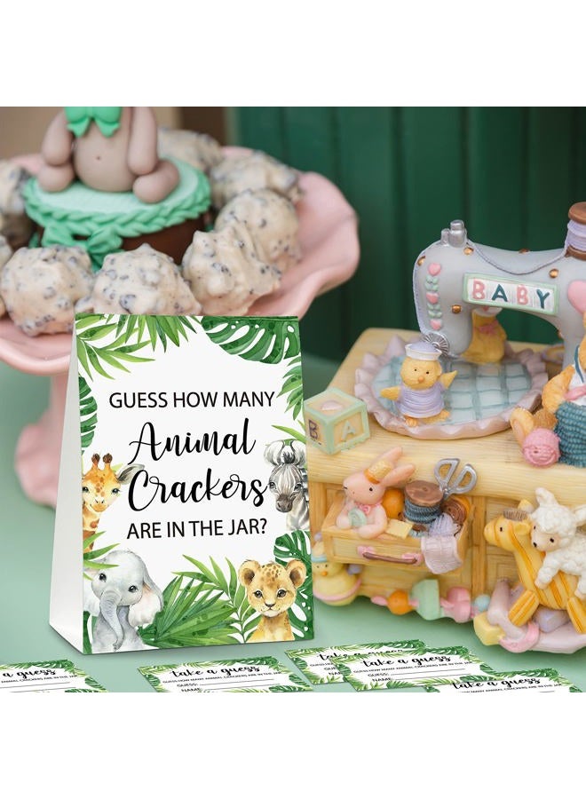 ISOVF Guess How Many Animal Crackers Baby shower Game, Jungle Animal, Safari Theme Baby Shower Game - 1 Standing sign And 50 Cards For Gender Neutral Baby Shower-LK-D05 - Image 3