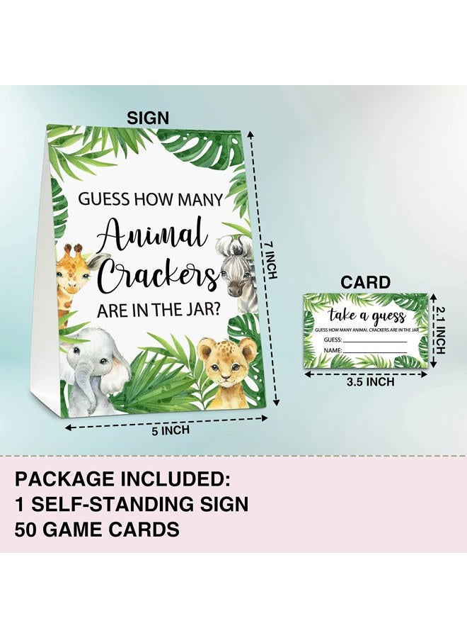 ISOVF Guess How Many Animal Crackers Baby shower Game, Jungle Animal, Safari Theme Baby Shower Game - 1 Standing sign And 50 Cards For Gender Neutral Baby Shower-LK-D05 - Image 2
