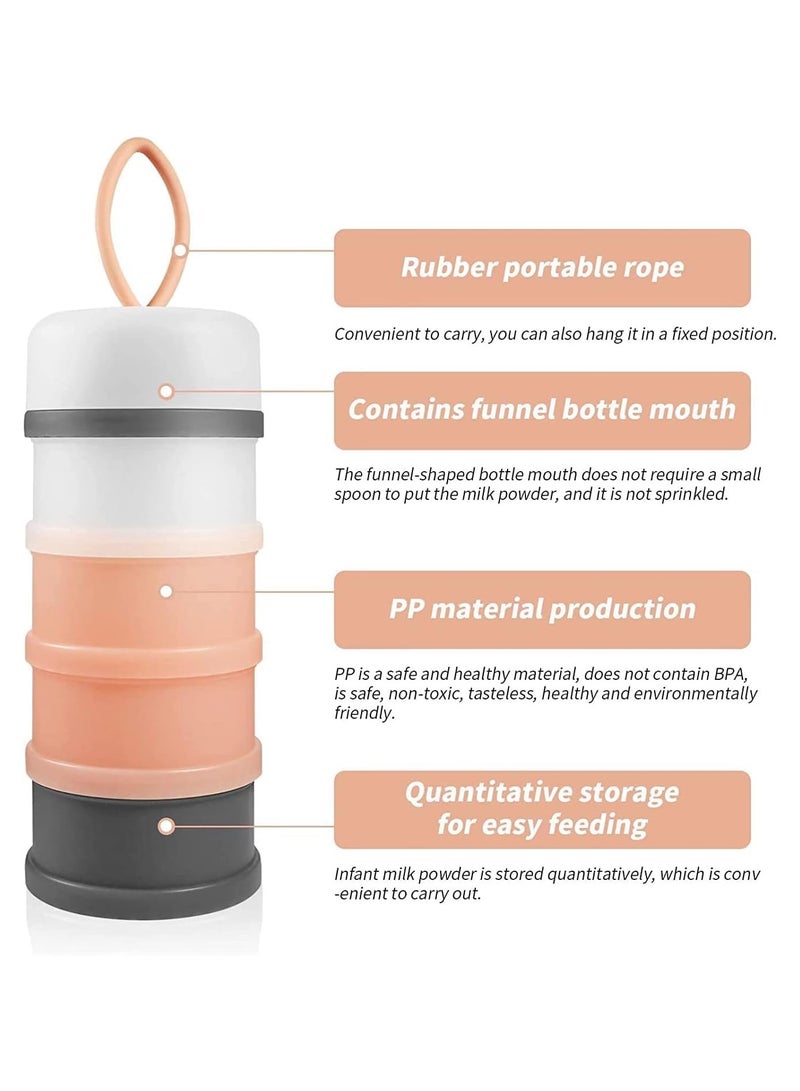 Gerenic Baby Formula Dispenser, Portable Milk Powder Dispenser, Container Baby Feeding Storage Container for Travel Non-Spill Stackable Baby Snack Storage Container BPA Free 4 Compartments - Image 2