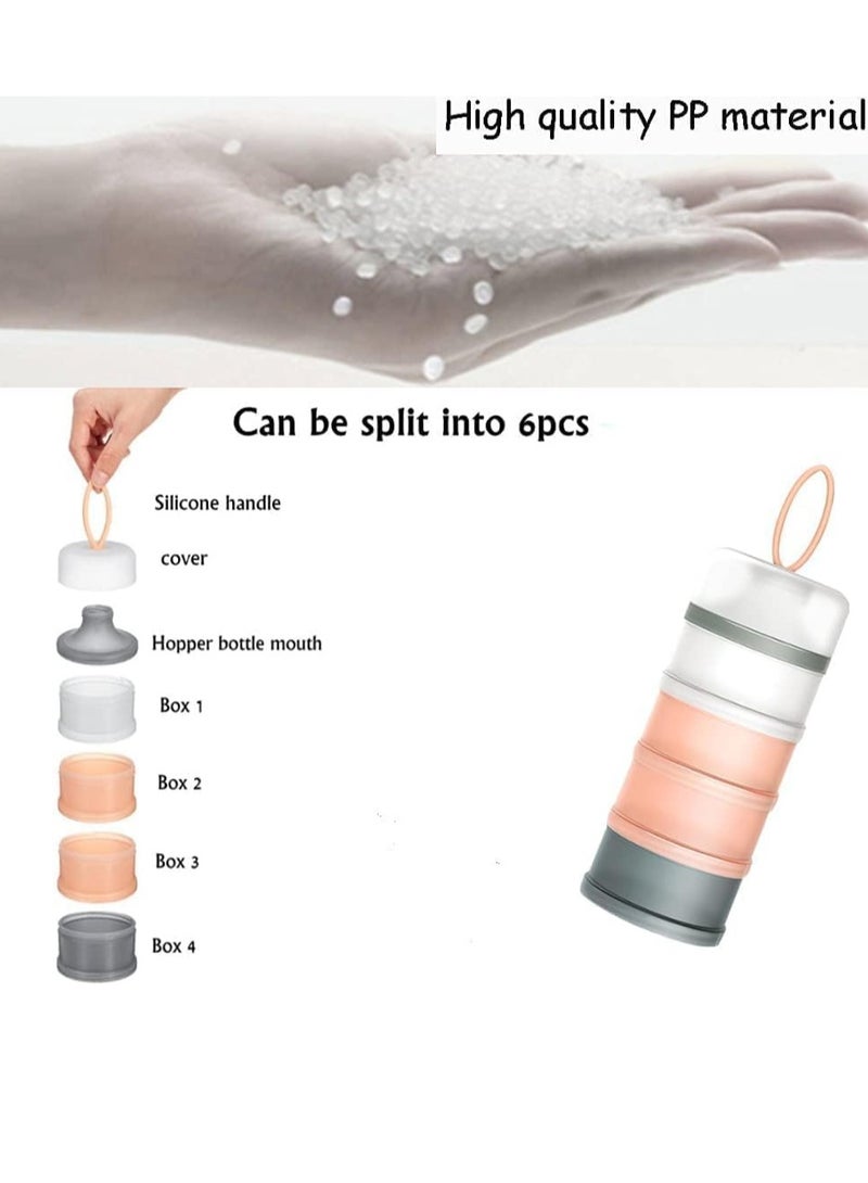 Gerenic Baby Formula Dispenser, Portable Milk Powder Dispenser, Container Baby Feeding Storage Container for Travel Non-Spill Stackable Baby Snack Storage Container BPA Free 4 Compartments - Image 4