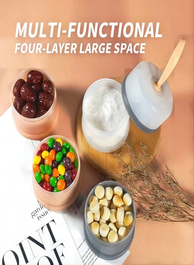 Gerenic Baby Formula Dispenser, Portable Milk Powder Dispenser, Container Baby Feeding Storage Container for Travel Non-Spill Stackable Baby Snack Storage Container BPA Free 4 Compartments - Image 5