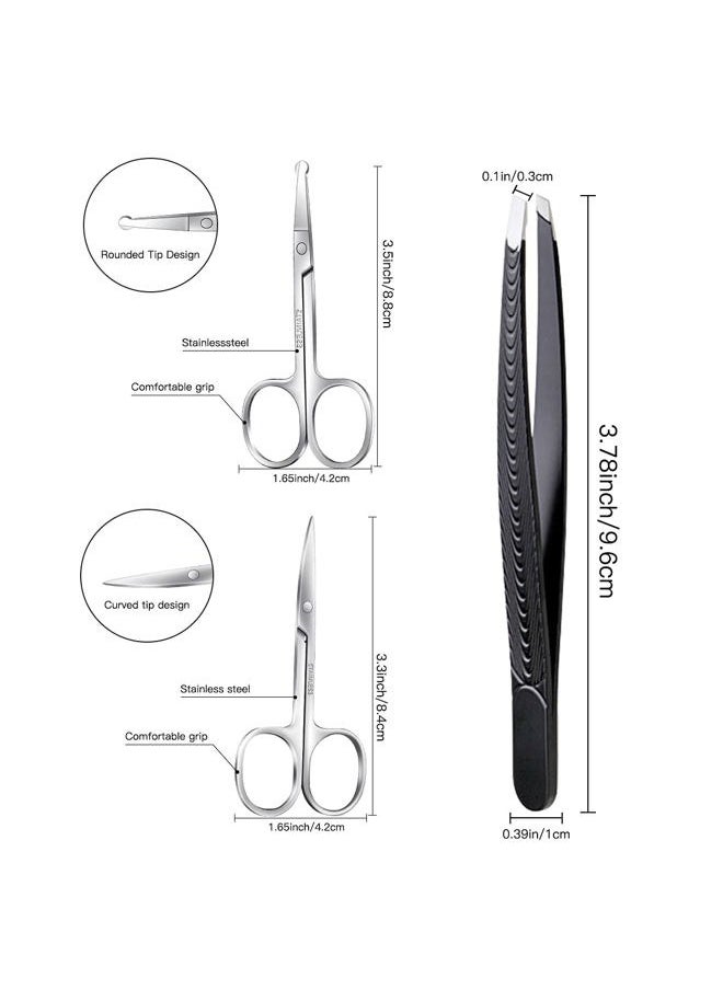 NO B. S. NO BAD STUFF Facial Hair Small Grooming Scissors for Men Women-Curved and Rounded Nose Hair, Eyebrow, Mustache, Eyelashes, Beard Trimming Scissors Kit-Safety Blunt Tip Baby Nail Scissors with Eyebrow Tweezers Set  - Image 3