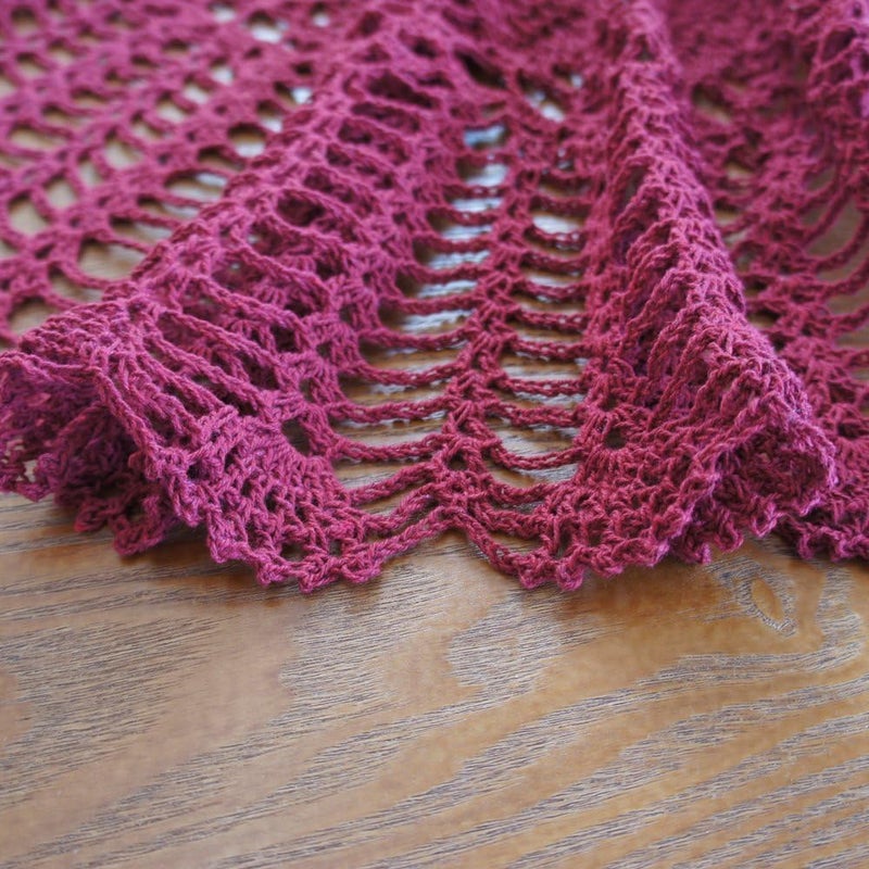 USTIDE Small Round Table Cloth Handmade Crochet Tablecloths for Wedding Decorative Roundtable Doilies Cotton Tablecloth Flowers Burgundy Tablecloth 31 Inches - Image 2