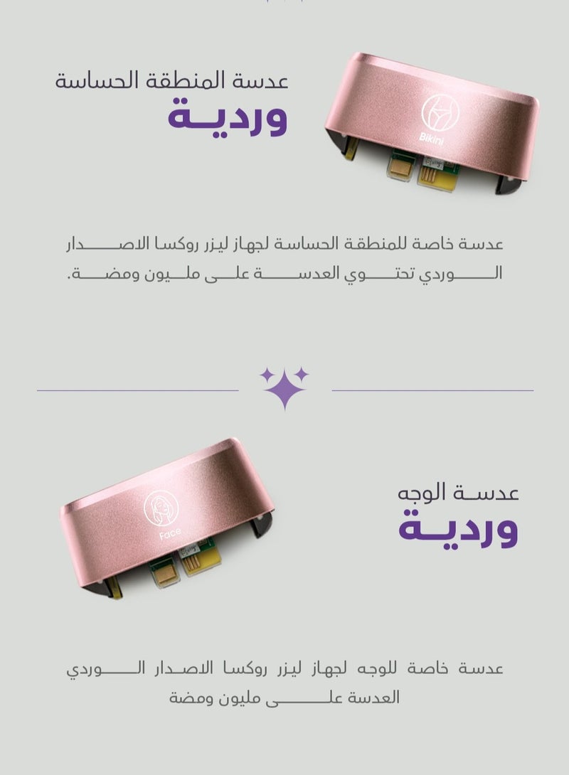 ROXA IPL Laser Hair Removal Device (Pink Color) Smart Technology with 1 Million Flashes, Face & Bikini Lenses, Ice Cooling, Long-Lasting Results - Image 4