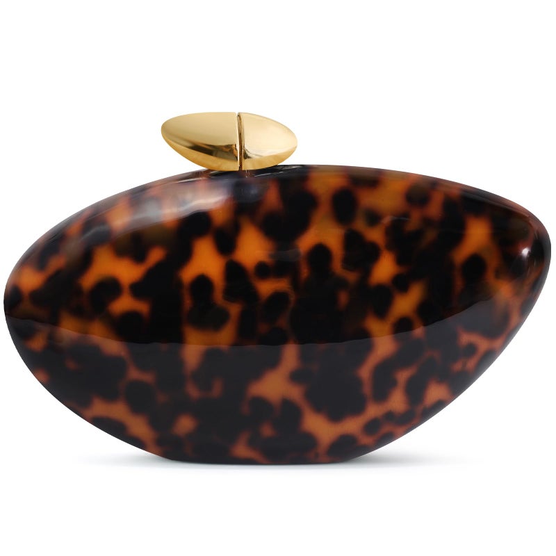 NEWROGENG Acrylic Shell Clutch Purse for Women, Marble Evening Bag with Magnetic Closure, Elegant Wedding Party Clutch Handbags, Marble Amber - Image 1