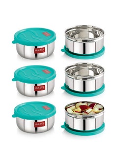 Hazel HAZEL Storage Containers For Kitchen Airtight | Stainless Steel Air Tight Containers For Storage & Lunch Box | Container For Kitchen Storage Set Of 6, 450 Ml Each, Blue  - Image 1
