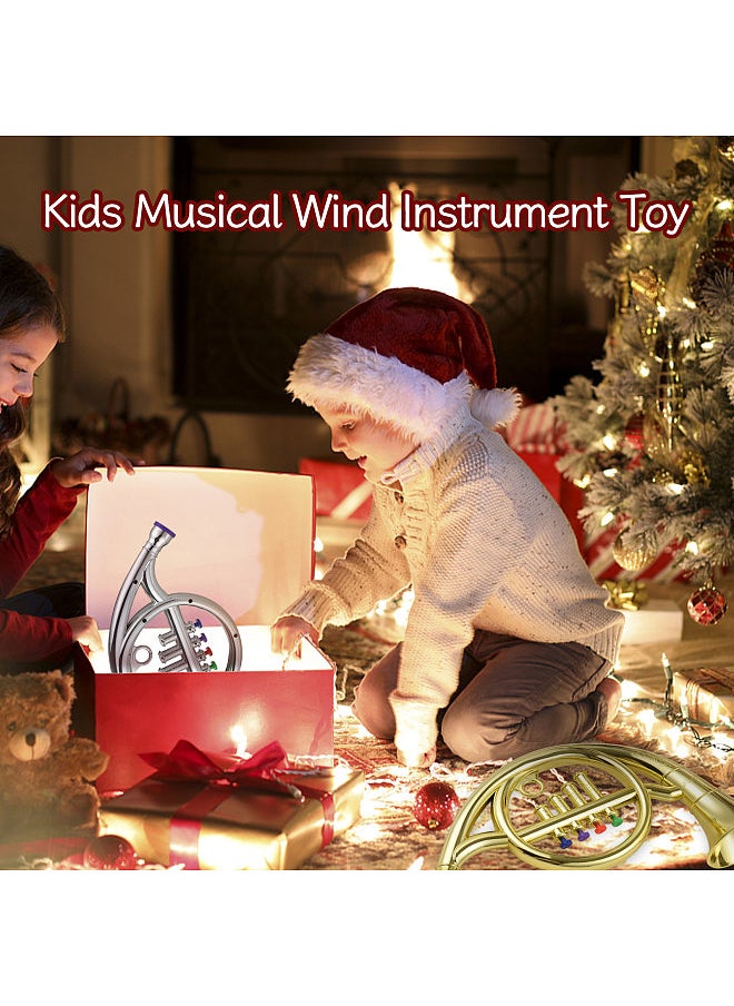 Generic French Horn with 4 Colored Coded Keys Kids Musical Wind Instruments Eco-friendly ABS Early Educational Mimic Horn for Kids Toddlers  - Image 3