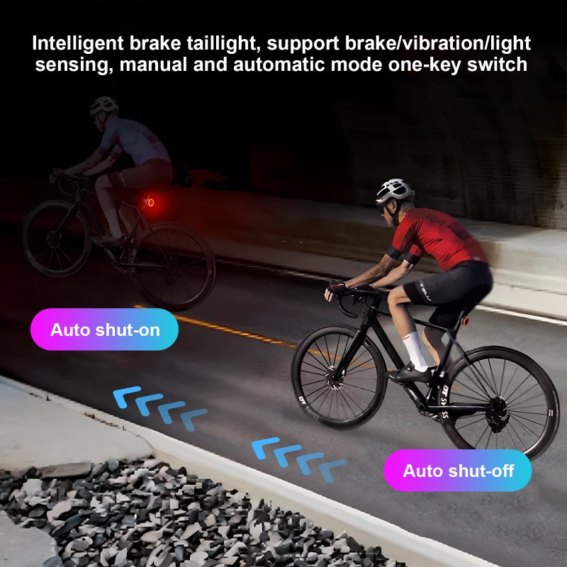 Bike Tail Light Sensing Rear Light Cycling Light Rechargeable Back Light Automatic Shut - Image 2
