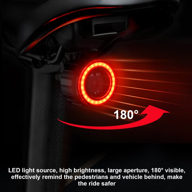 Bike Tail Light Sensing Rear Light Cycling Light Rechargeable Back Light Automatic Shut - Image 4