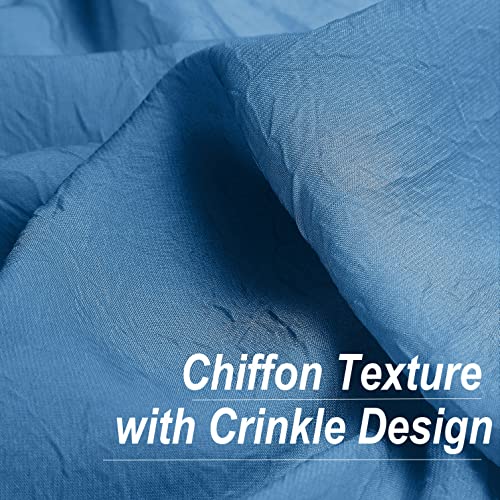 Purainbow Blue Ombre Chiffon Sheer Curtains 90 Inch Long for Living Room Bedroom Decor, Crinkle Gradient Semi Voile Grommet Top Window Curtain Drapes for Girls Room, Garden, Yard, Set of 2 Panels - Image 3