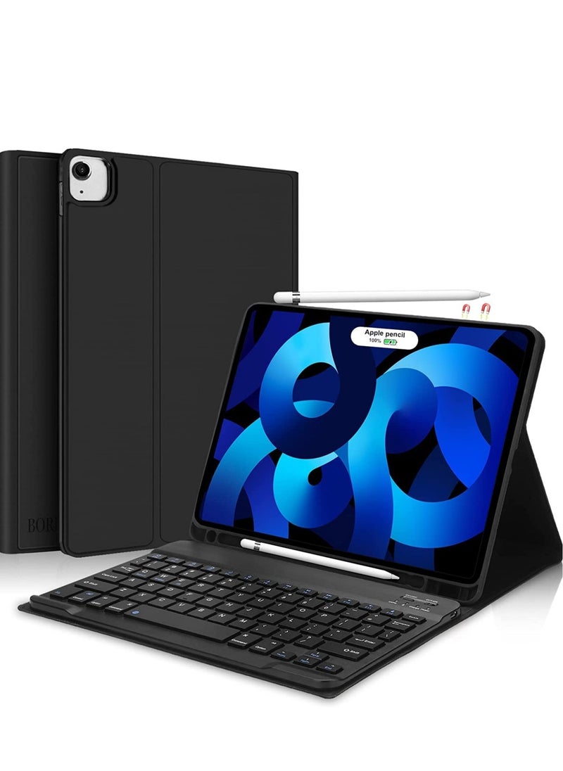 ELTRAZONE Keyboard Case for iPad Air 4th Generation 10.9 2020 with Pencil Holder,PU Leather Auto Wake/Sleep Smart Cover with BT Detachable Keyboard,Compatible with iPad 10.9 inch/Pro 11 inch -Black  - Image 1