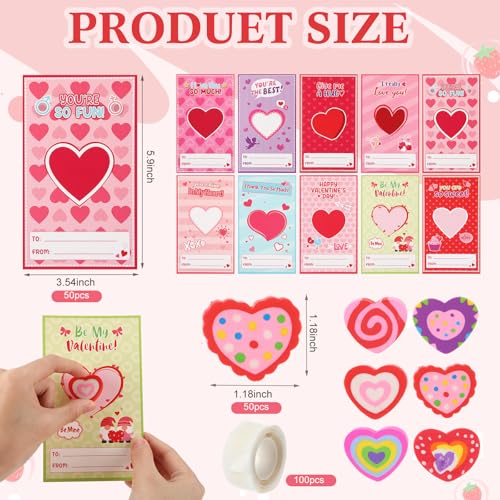 Gilprop 50 Set Valentines Cards with Heart Erasers Bulk Mini Heart Erasers for Party Favor Gifts Office Exchange Prize Valentines Sweet Greeting Cards - Image 5