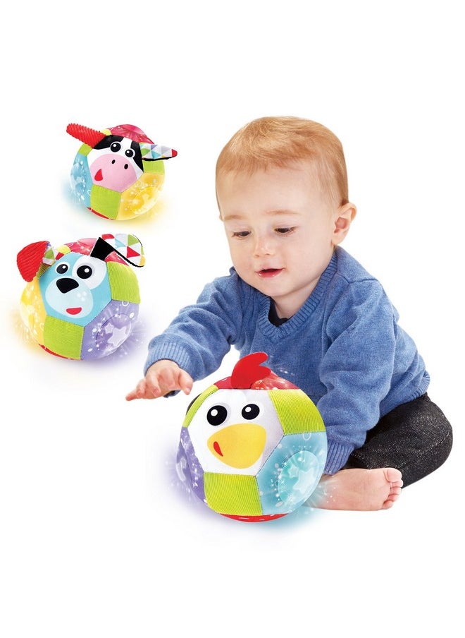 Yookidoo Yookidoo Baby Lights N' Music Friends Ball A Soft Newborn Musical Ball Toy with Flashing Stars and Three Friendly Farm Animals. Ideal for Floor Play, Stroller Or Crib.  - Image 3