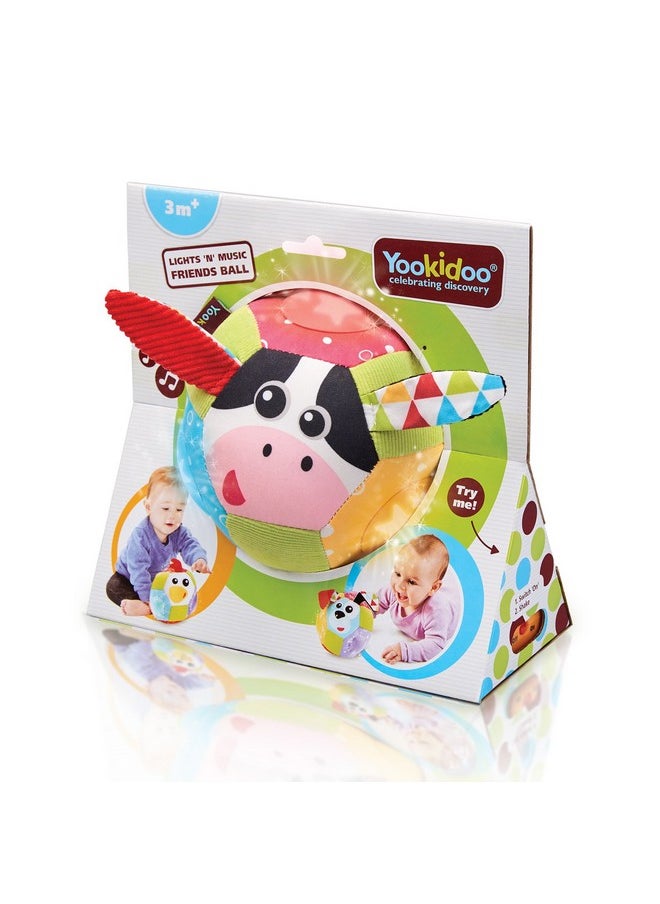 Yookidoo Yookidoo Baby Lights N' Music Friends Ball A Soft Newborn Musical Ball Toy with Flashing Stars and Three Friendly Farm Animals. Ideal for Floor Play, Stroller Or Crib.  - Image 5