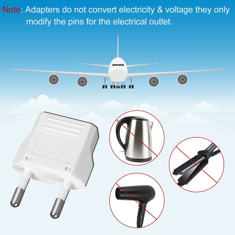 Romeda 6 Pack US to Europe Plug Adapter - Type C European Travel Adapter, Wall Plug Power Converter for Europe (White) - Image 4
