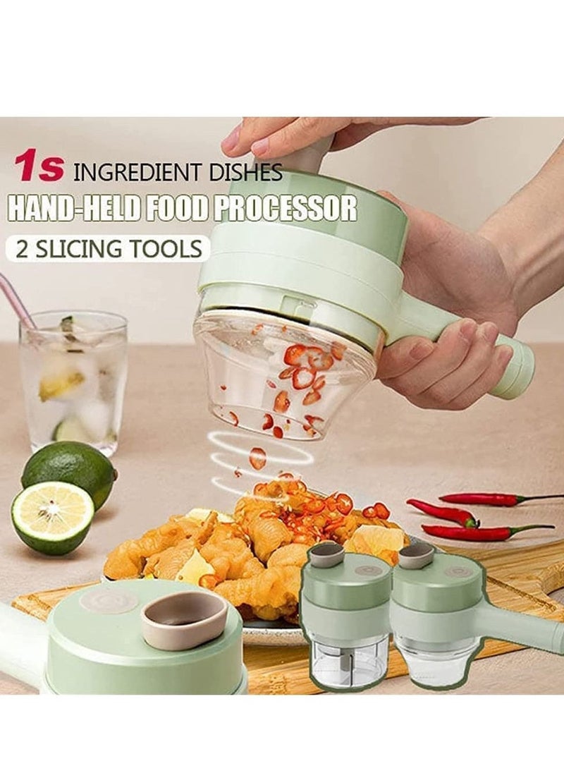 بيوينتي 4 in 1 Portable Electric Vegetable Cutter Set,Gatling Vegetable Chopper Mini Wireless Food Processor,Garlic Chili Onion Celery Ginger Meat Garlic Chopper with Brush  - Image 4