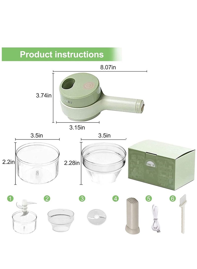 بيوينتي 4 in 1 Portable Electric Vegetable Cutter Set,Gatling Vegetable Chopper Mini Wireless Food Processor,Garlic Chili Onion Celery Ginger Meat Garlic Chopper with Brush  - Image 2