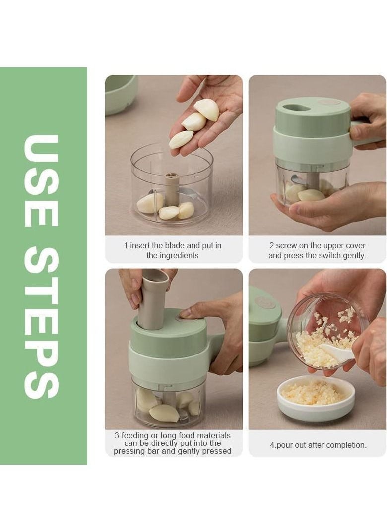 بيوينتي 4 in 1 Portable Electric Vegetable Cutter Set,Gatling Vegetable Chopper Mini Wireless Food Processor,Garlic Chili Onion Celery Ginger Meat Garlic Chopper with Brush  - Image 5