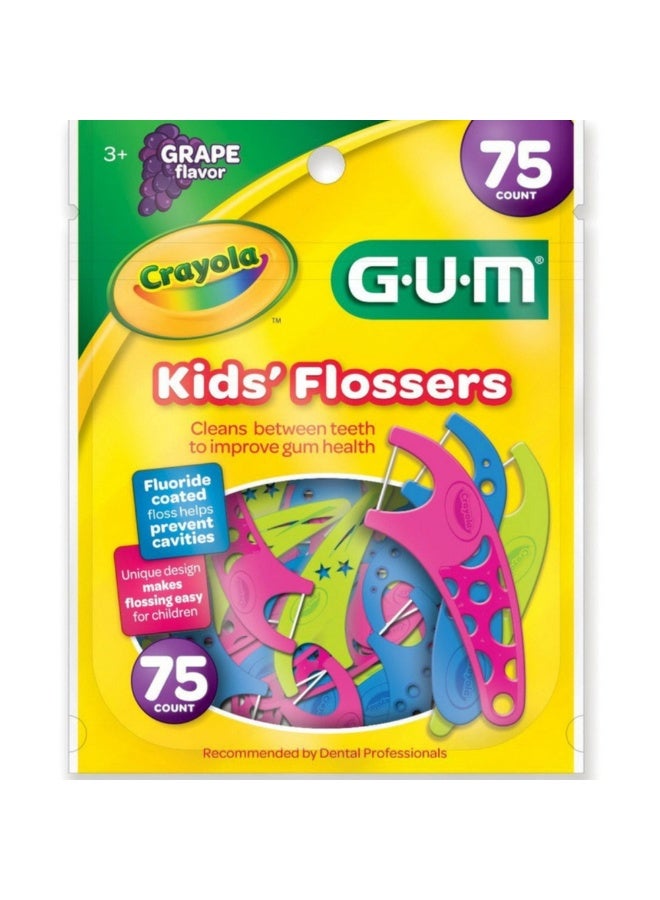GUM Crayola Kids' Flossers, Grape, 75 ct