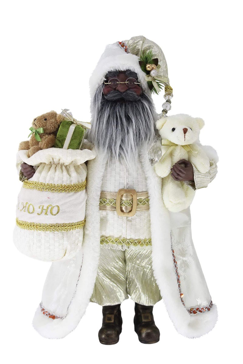 Windy Hill Collection 16 Inch Standing Ho African American Black Ethnic Santa Claus Christmas Figurine Figure Decoration 416010A