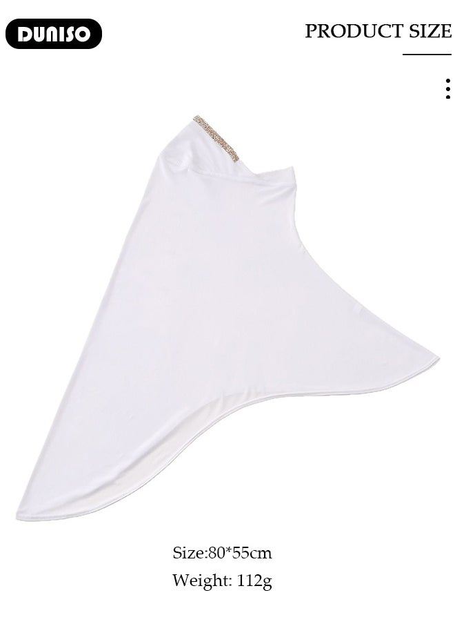 DUNISO Women Hijab Undercap Fashion Solid Color Women Under Scarf Hat Premium Headwear Soft Lady Long Hijab Scarf Lightweight Breathable Hot Diamond Islamic Muslim Hijab for Women Girls（White）  - Image 2