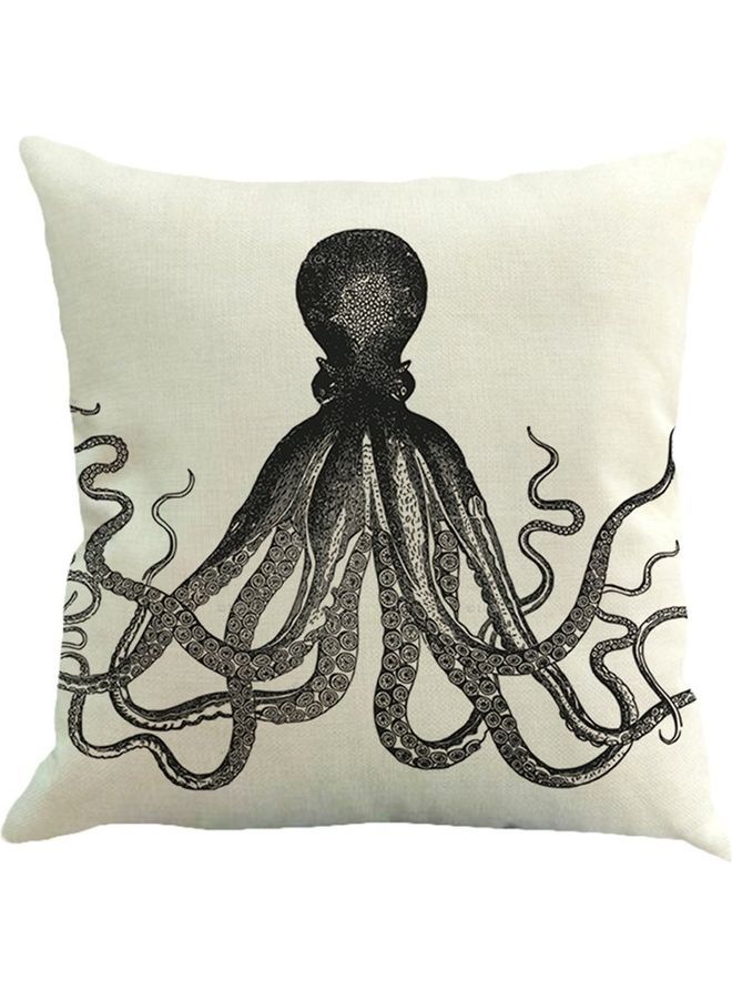 NIBEMINENT Octopus Printed Cushion Cover White/Black/Grey 45x45cm