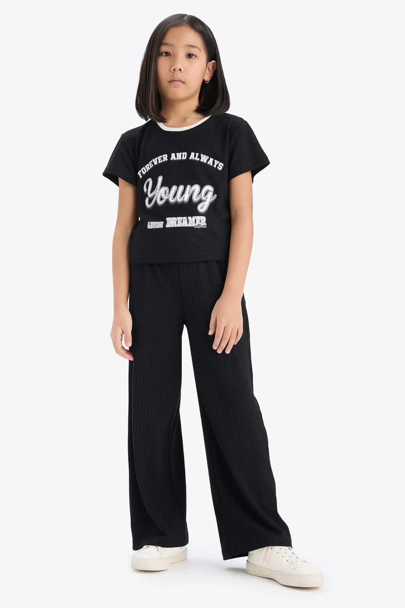 ديفاكتو Girl Camisole T-Shirt Wide Leg Trousers 2 Piece Set