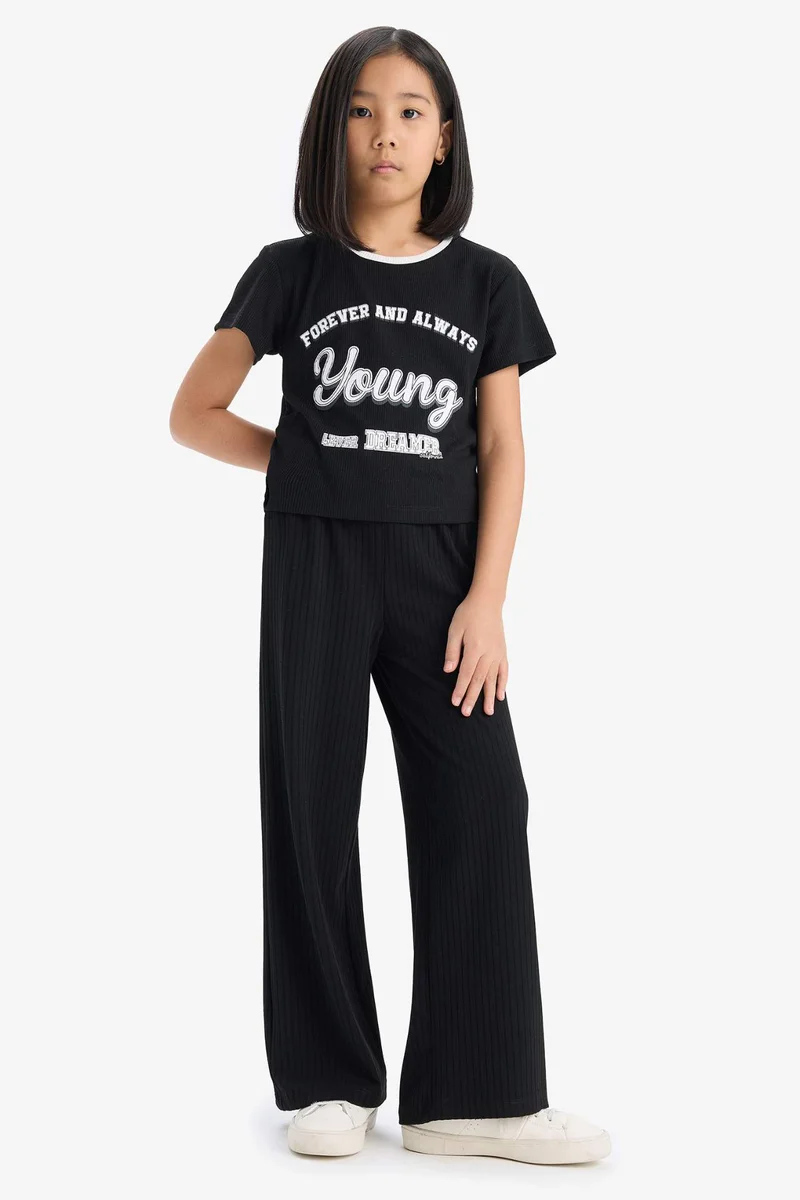 ديفاكتو Girl Camisole T-Shirt Wide Leg Trousers 2 Piece Set